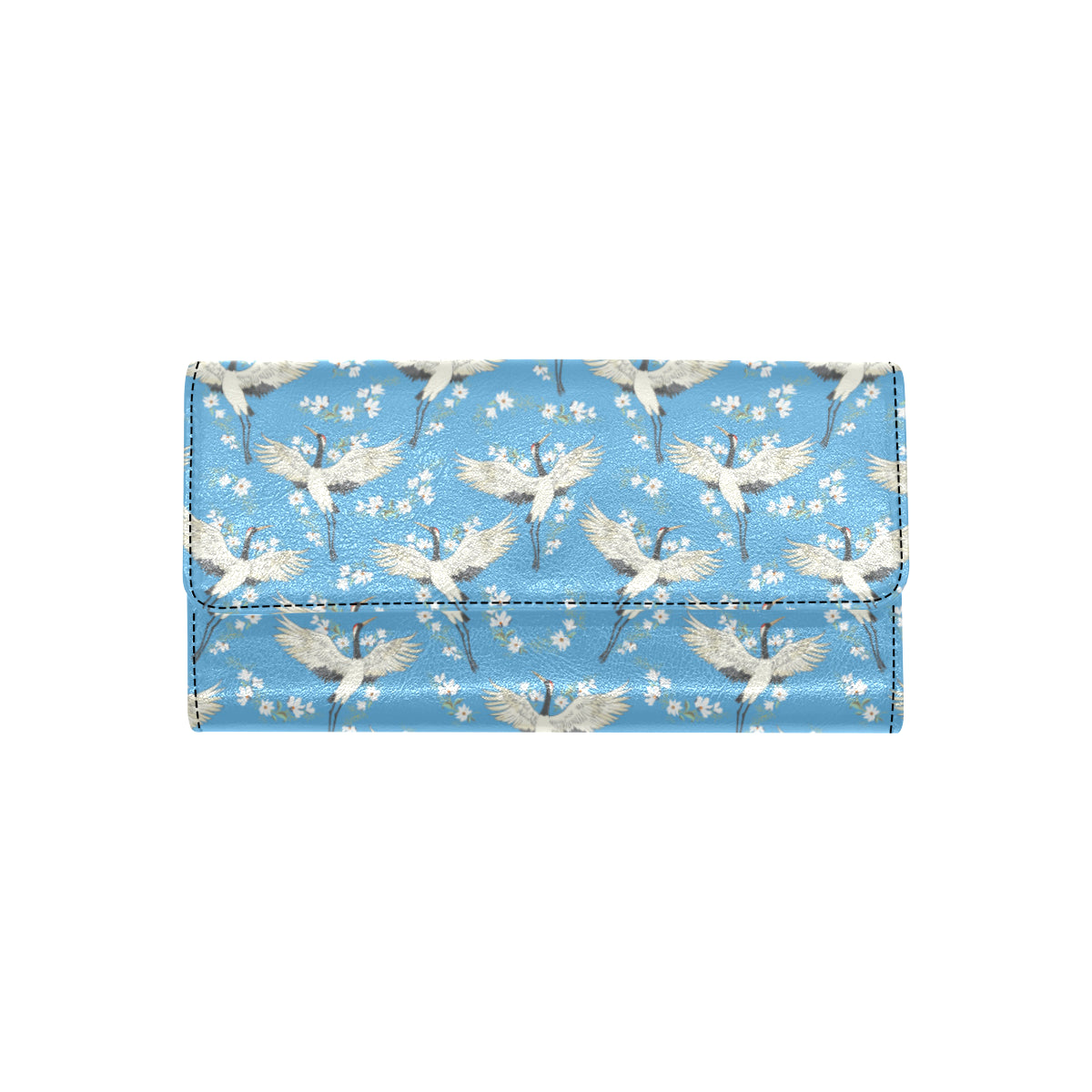 Crane Pattern Print Design 03 Women's Trifold Wallet
