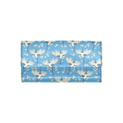 Crane Pattern Print Design 03 Women's Trifold Wallet