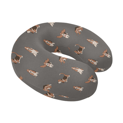 Basset Hound Pattern Print Design 03 U-Shaped Travel Neck Pillow