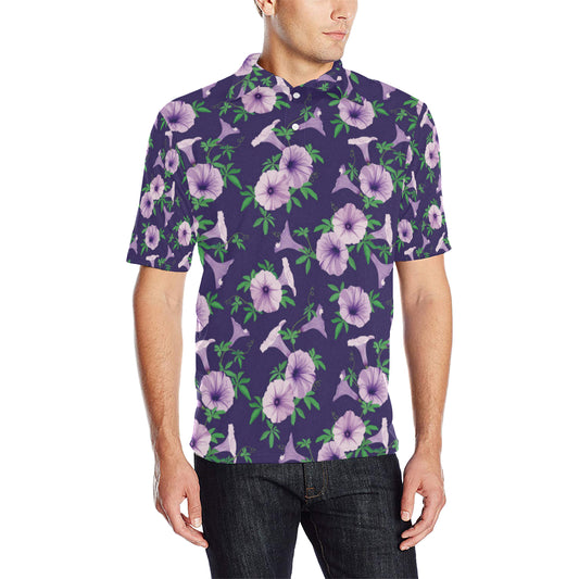 Morning Glory Pattern Print Design MG01 Men Polo Shirt