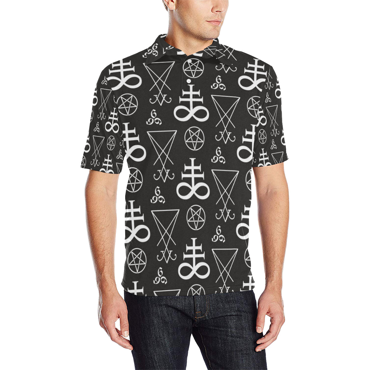 Pentagram Pattern Print Design A04 Men Polo Shirt