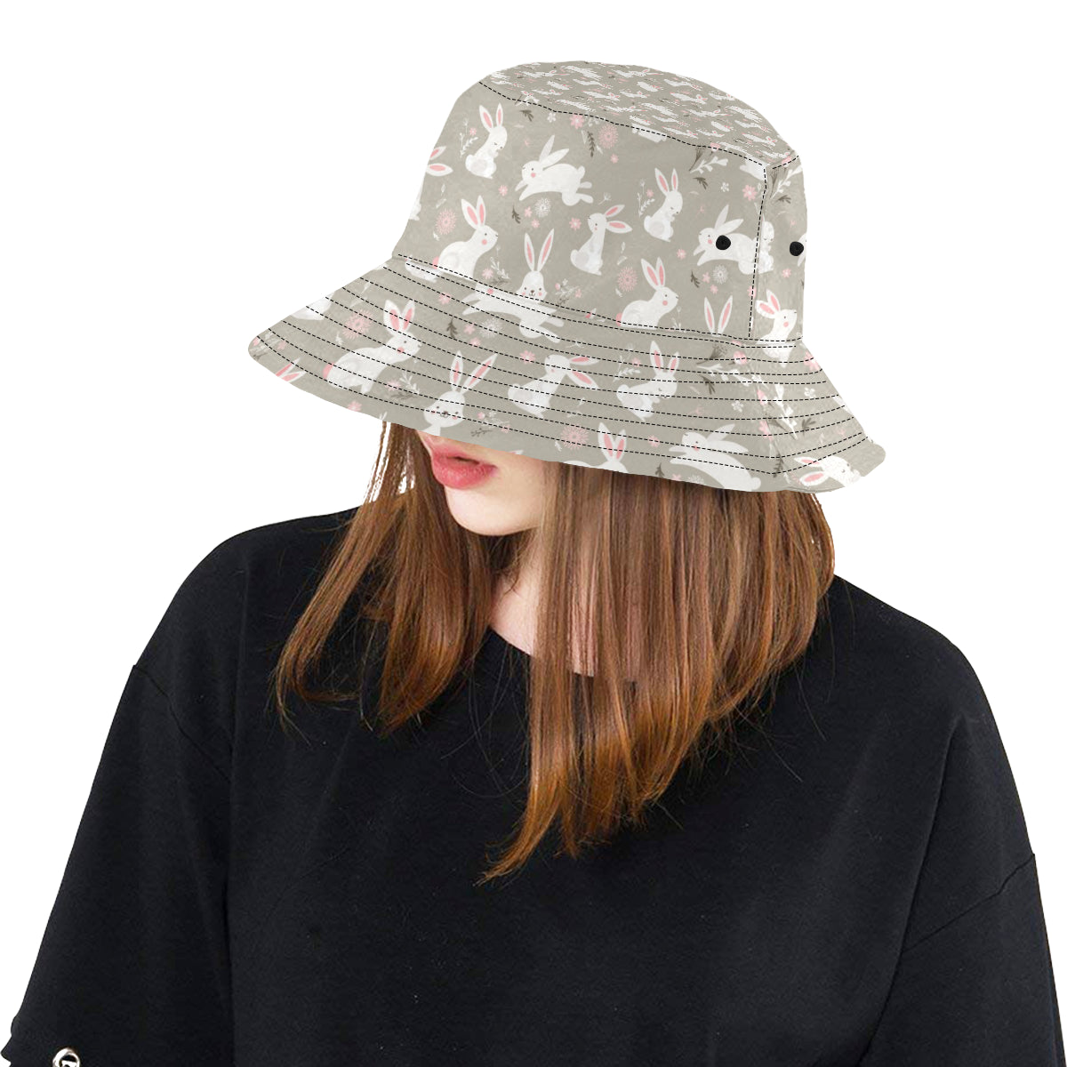 Rabbit Pattern Print Design RB03 Unisex Bucket Hat