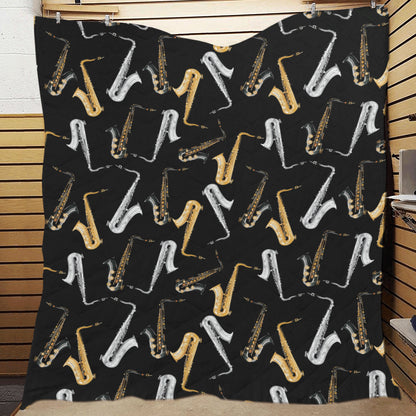 Saxophone Pattern Print Design 01 Premium Quilt