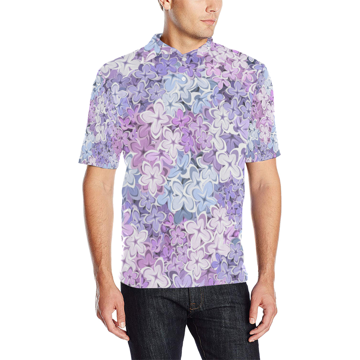 Lilac Pattern Print Design LI01 Men Polo Shirt