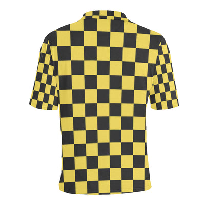 Checkered Yellow Pattern Print Design 03 Men Polo Shirt