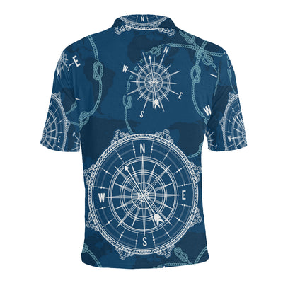 Nautical Compass Print Men Polo Shirt