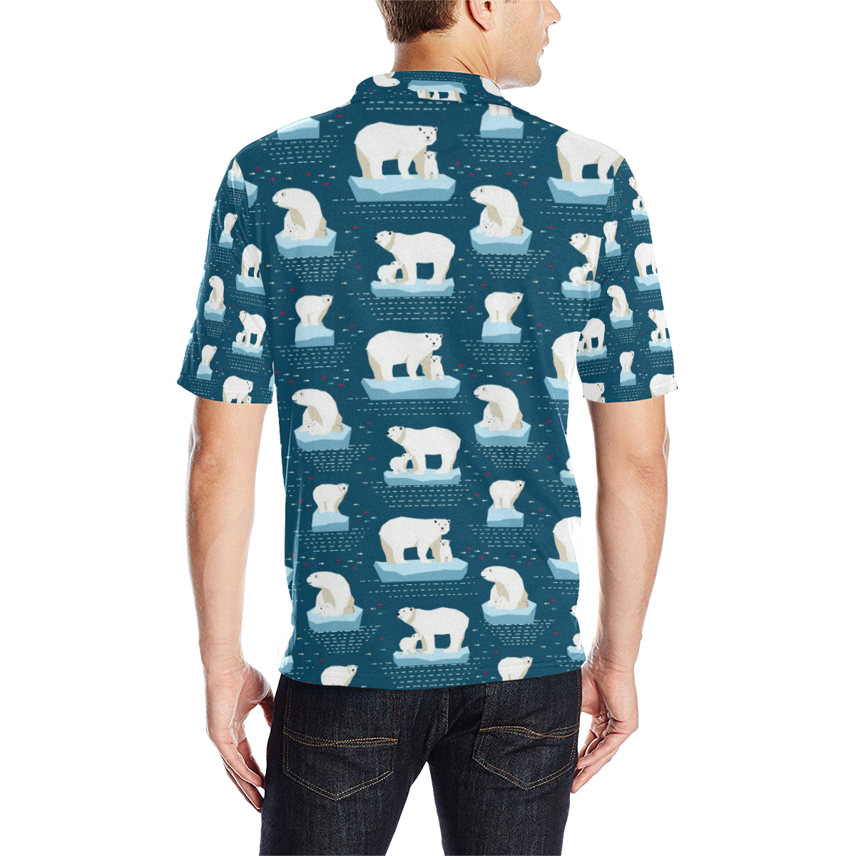 Polar Bear Pattern Print Design PB02 Men Polo Shirt