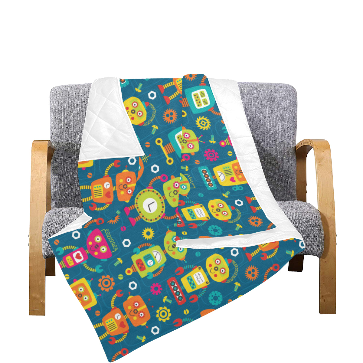 Robot Pattern Print Design A04 Premium Quilt