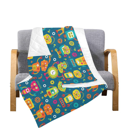 Robot Pattern Print Design A04 Premium Quilt