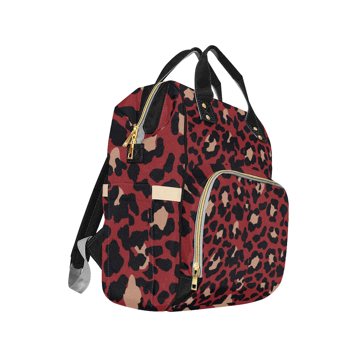 Cheetah Red Print Pattern Diaper Bag Backpack