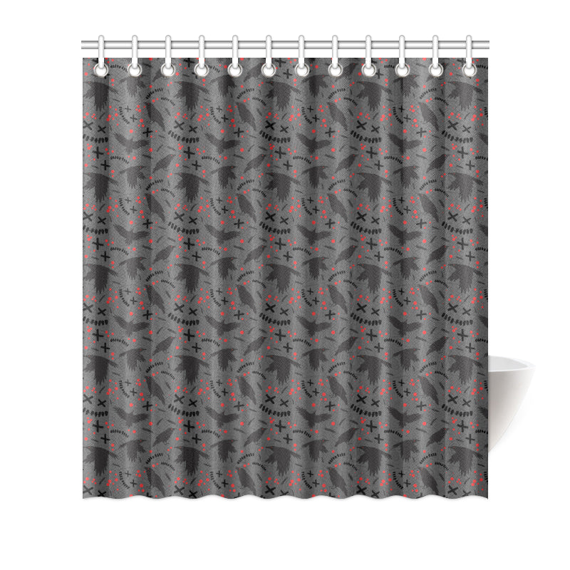 Crow Pattern Print Design 02 Shower Curtain