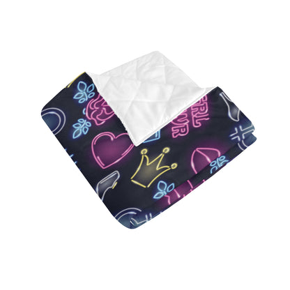 Lipstick Neon Pattern Print Design 02 Premium Quilt