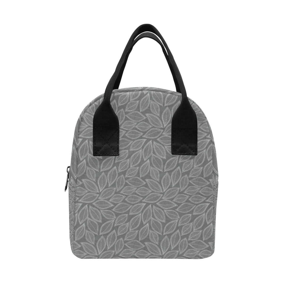 Elm Leave Grey Print Pattern Insulated Lunch Bag