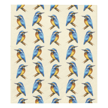 Kingfisher Pattern Print Design 01 Premium Quilt
