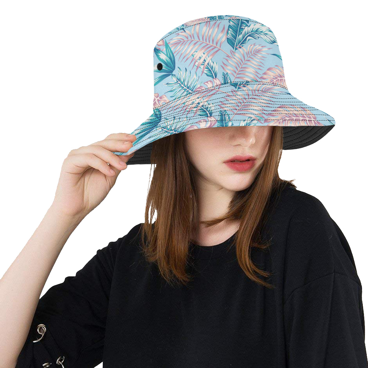 Tropical Flower Pattern Print Design TF01 Unisex Bucket Hat