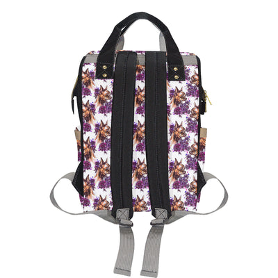 Chihuahua Purple Floral Diaper Bag Backpack