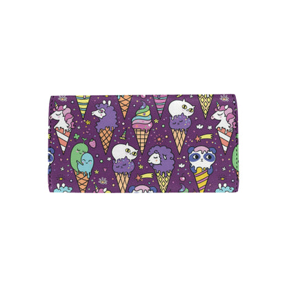 Ice Cream Pattern Print Design IC07 Women's Trifold Wallet