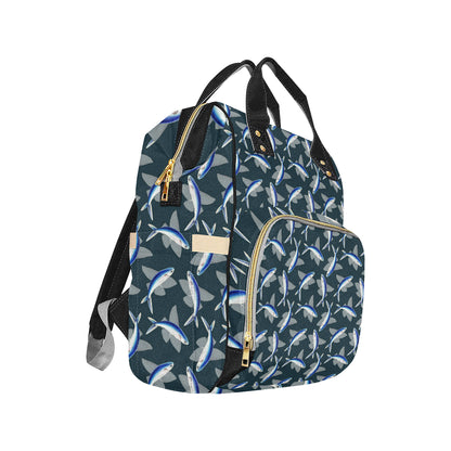 Flying Fish Pattern Print Design 04 Diaper Bag Backpack