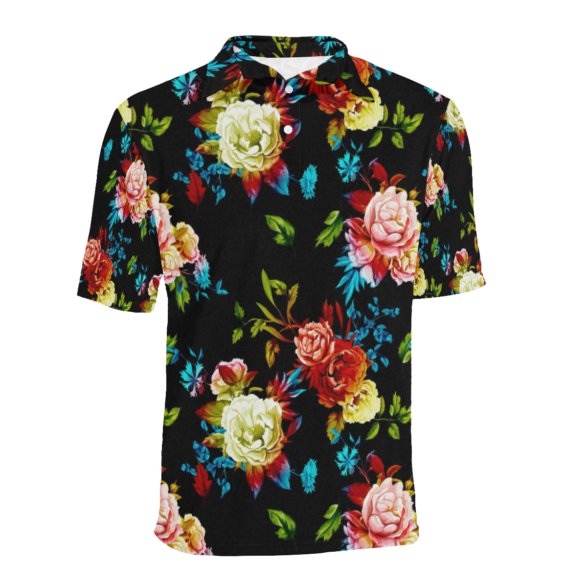 Peony Pattern Print Design PE07 Men Polo Shirt
