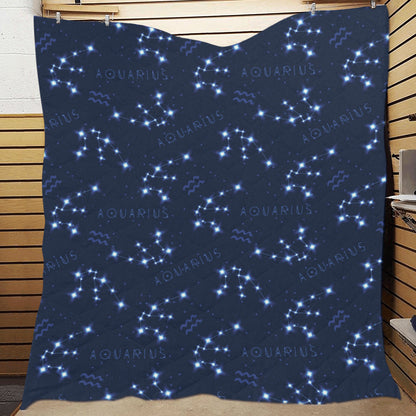 Aquarius Zodiac Pattern Print Design 02 Premium Quilt