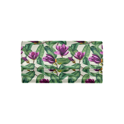 Magnolia Pattern Print Design MAG07 Women's Trifold Wallet