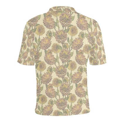 Dahlia Pattern Print Design DH09 Men Polo Shirt