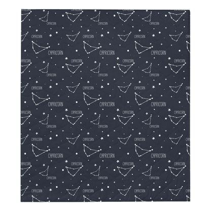 Capricorn Zodiac Pattern Print Design 01 Premium Quilt