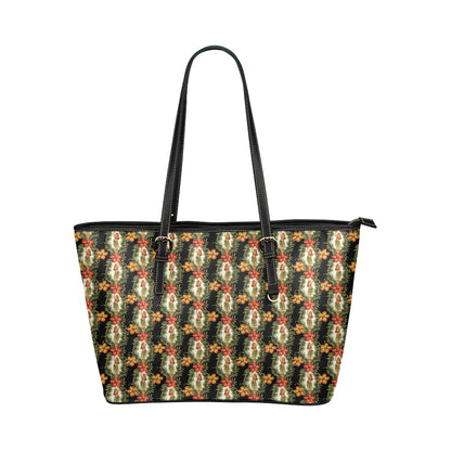 Hawaiian Flower Hula Hibiscus Print Leather Tote Bag