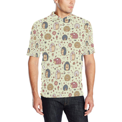 Hedgehog Cute Pattern Print Design 01 Men Polo Shirt