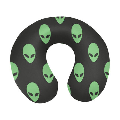 Alien Green Neon Pattern Print Design 01 U-Shaped Travel Neck Pillow