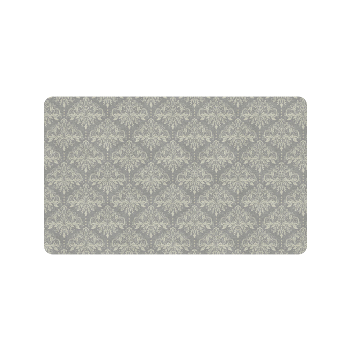 Damask Grey Elegant Print Pattern Rubber Doormat