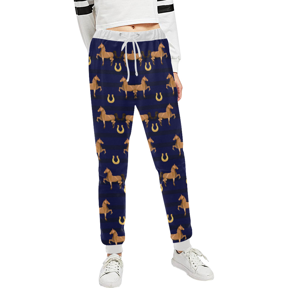 Horse Luxury Themed Pattern Print Unisex Sweatpants