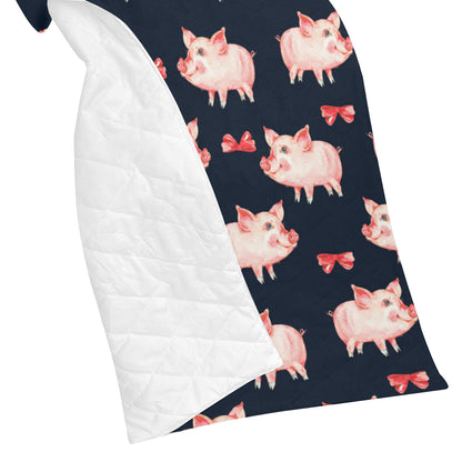 Pig Cute Pattern Print Design 02 Premium Quilt