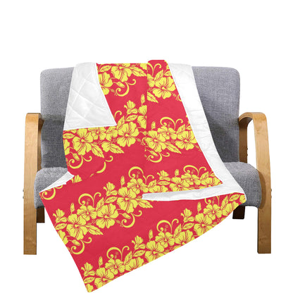 Orange Hibiscus Pattern Print Design HB018 Premium Quilt