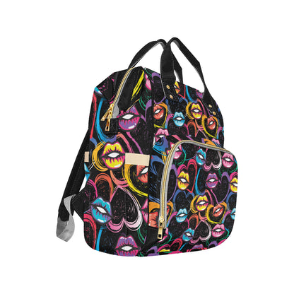 Pop Art Lip Pattern Print Design A03 Diaper Bag Backpack