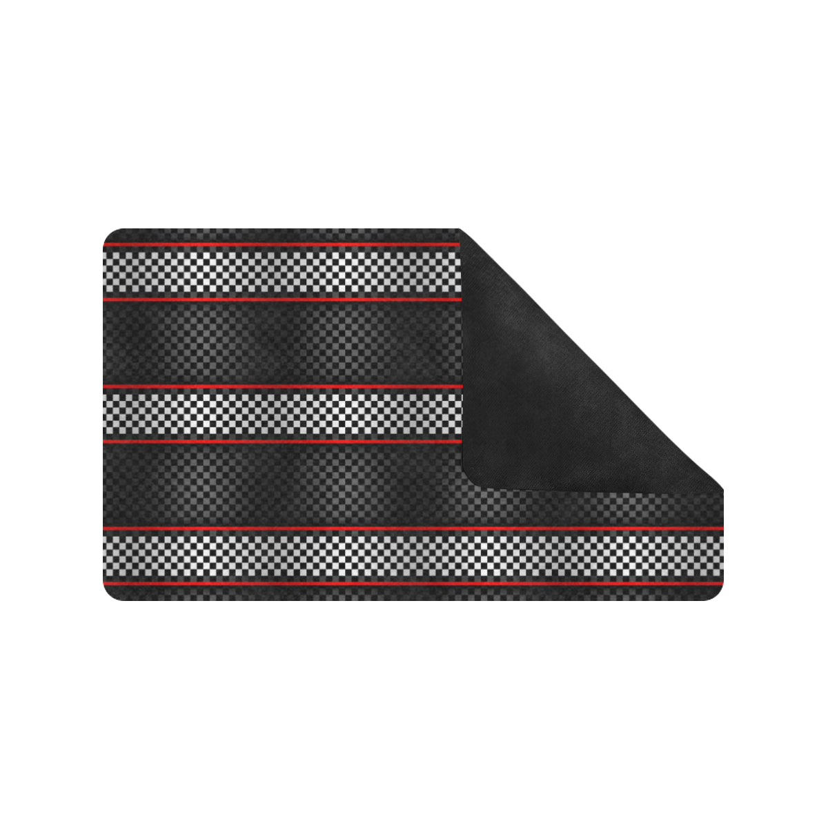 Checkered Flag Red Line Style Rubber Doormat