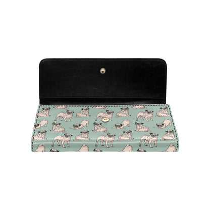 Pug Pattern Print Design A01 Women's Trifold Wallet