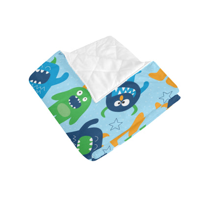 Monster Cartoon Pattern Print Design 04 Premium Quilt