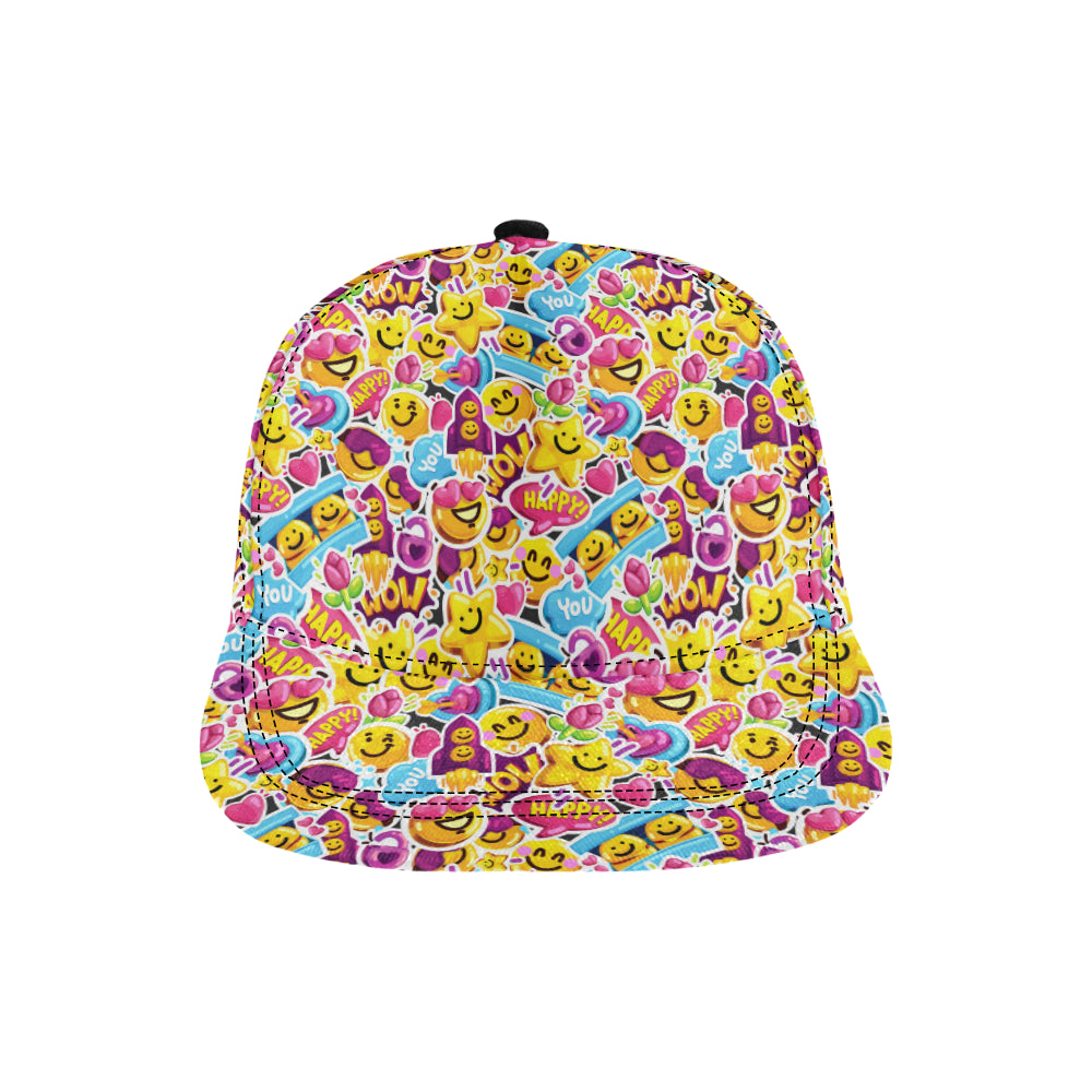 Emoji Sticker Print Pattern Snapback Cap