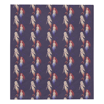 Mermaid Pattern Print Design 02 Premium Quilt