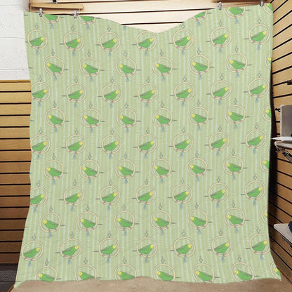 Budgerigar Pattern Print Design 02 Premium Quilt