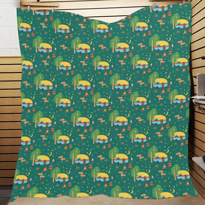 Camping Camper Pattern Print Design 06 Premium Quilt