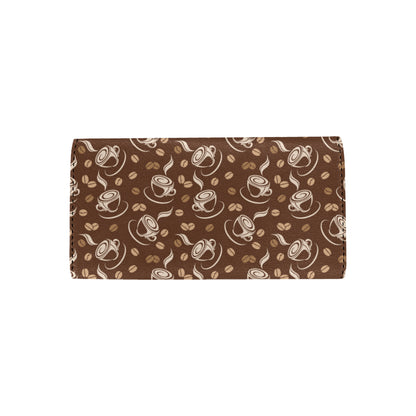 Coffee Pattern Print Design 03 Women's Trifold Wallet