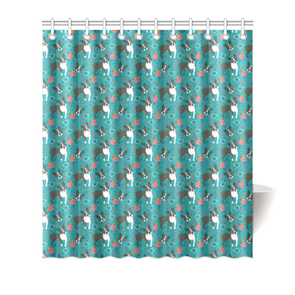 Boston Terrier Pattern Print Design 07 Shower Curtain