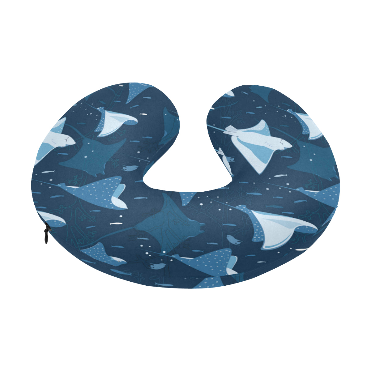 Manta Ray Pattern Print Design 02 U-Shaped Travel Neck Pillow