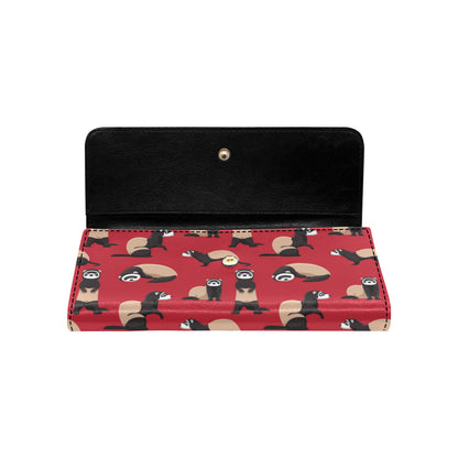 Ferret Pattern Print Design 02 Women's Trifold Wallet