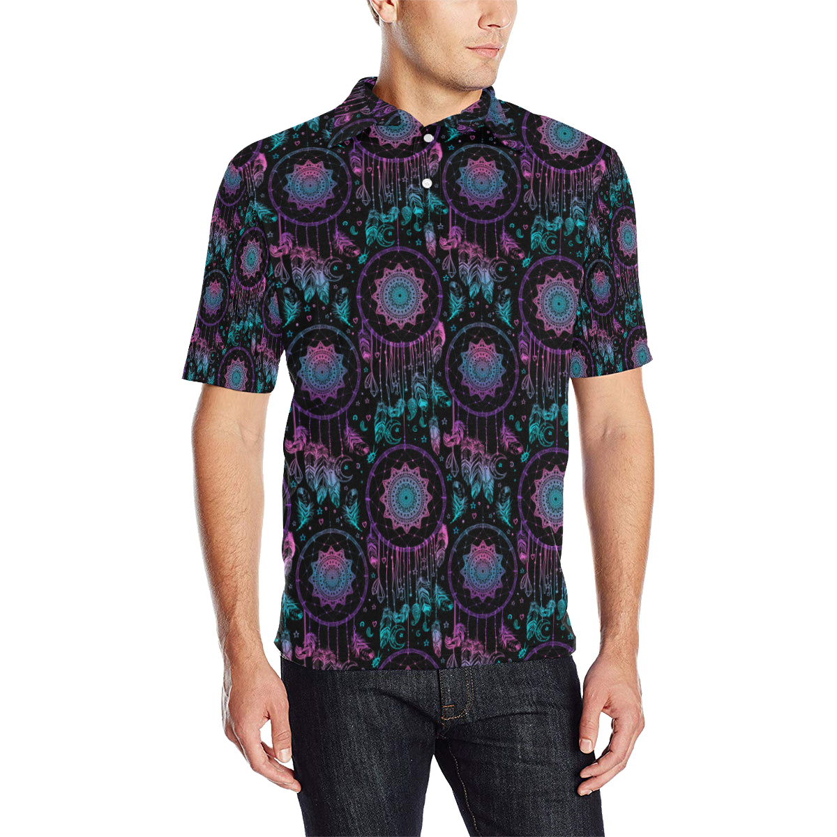Dream catcher boho mandala Men Polo Shirt