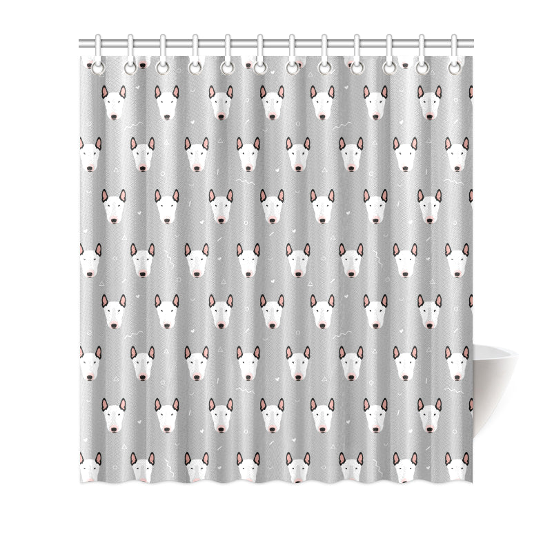 Bull Terrier Head Print Pattern Shower Curtain