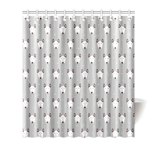 Bull Terrier Head Print Pattern Shower Curtain