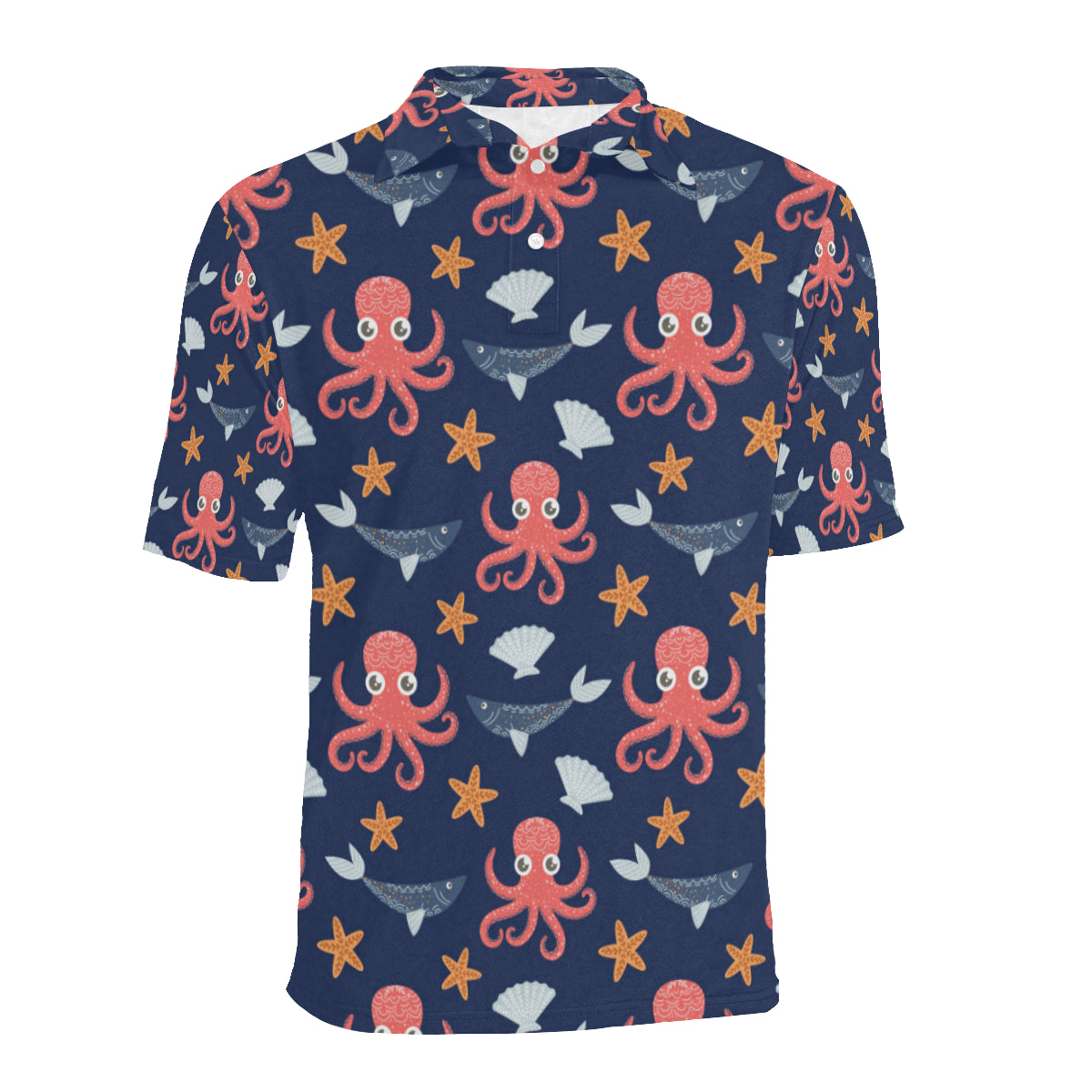 Octopus Pattern Print Design A04 Men Polo Shirt